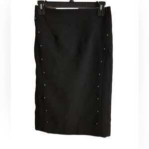 Tahari Black Pencil Skirt with gold metallic accents